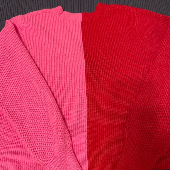 Pink and Red Color Block Sweater - Picture 4 of 4